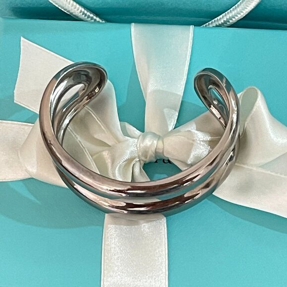 Tiffany & Co. Elsa Peretti Cuff Bracelet Open Center Ruthenium Charcoal Gray - Picture 7 of 11